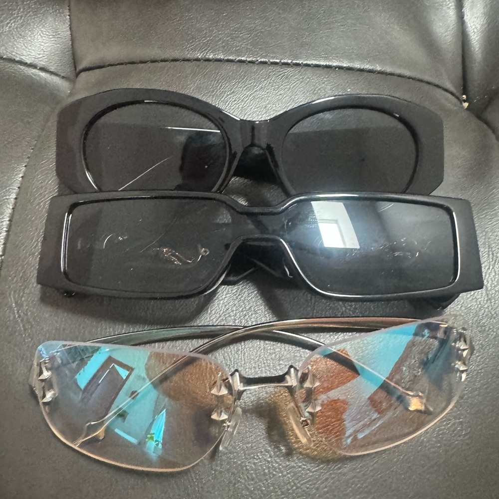 Set of 3 Black Sunglasses and Clear Studded Frames